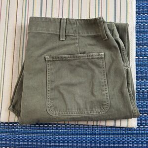 Birdwell Beach Britches Pants Mens 36 Green Canvas Chino Made USA Button Fly GC